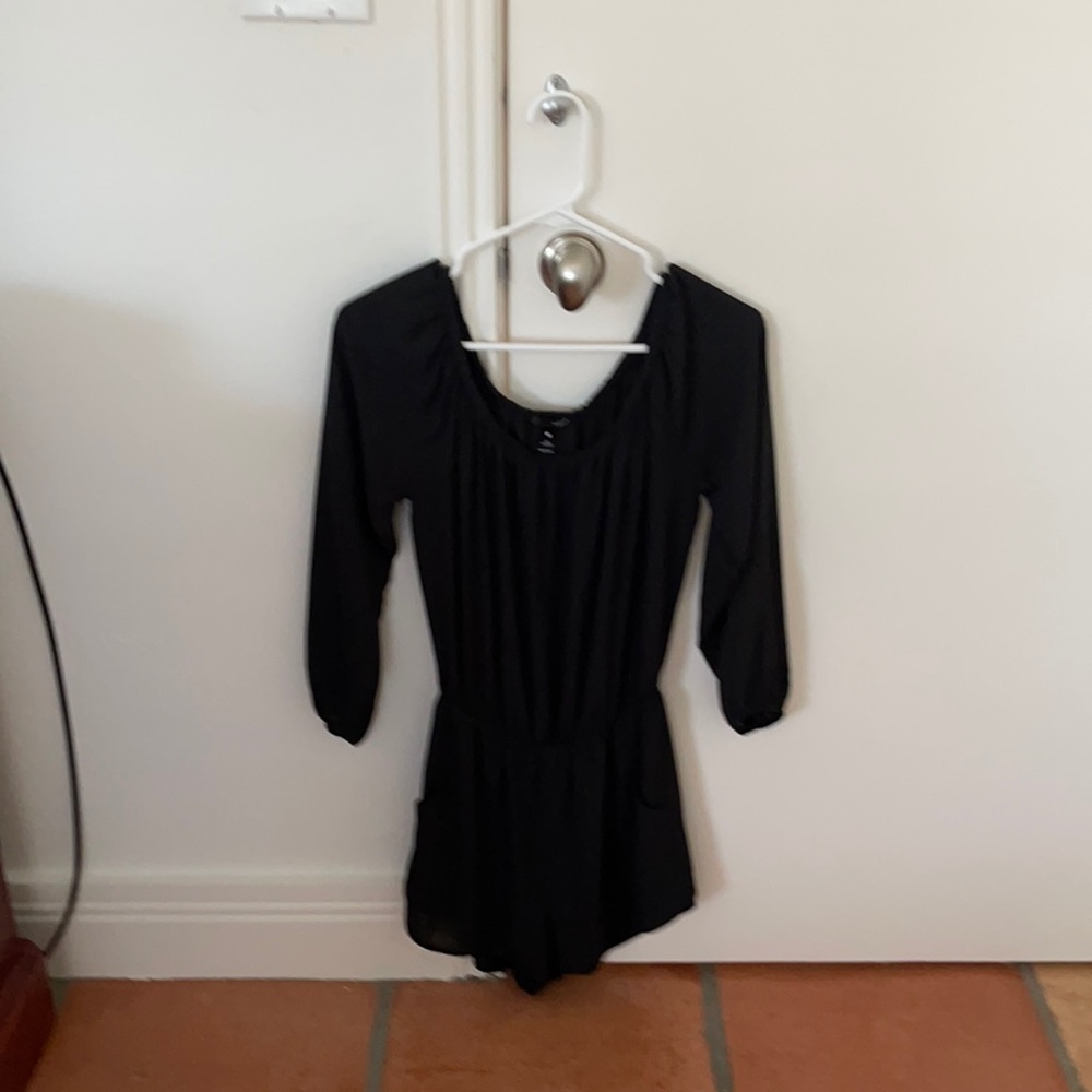 Aqua black romper